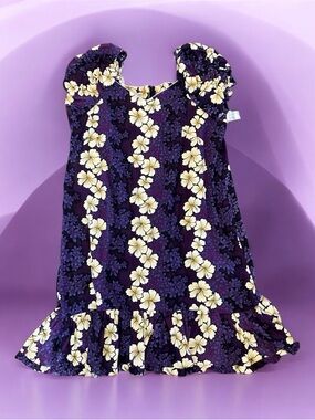 Vintage Hilo Hattie Midi Dress Sz 3XL Hawaiian Tiki Floral Ruffles Short Sleeve